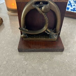Vintage Brass and Wood Bookend